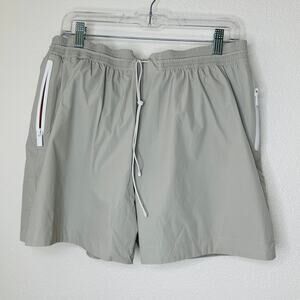 Hermes Mens Gray Drawstring Waist Zip Pocket Swim Trunks